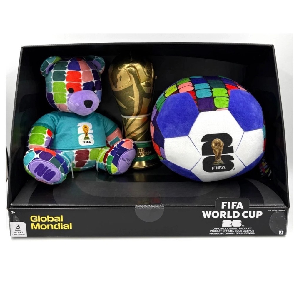 FIFA‎ World Cup 2026 Global Mondial 3-Pack Plush Bear Ball Trophy Set Jazwares